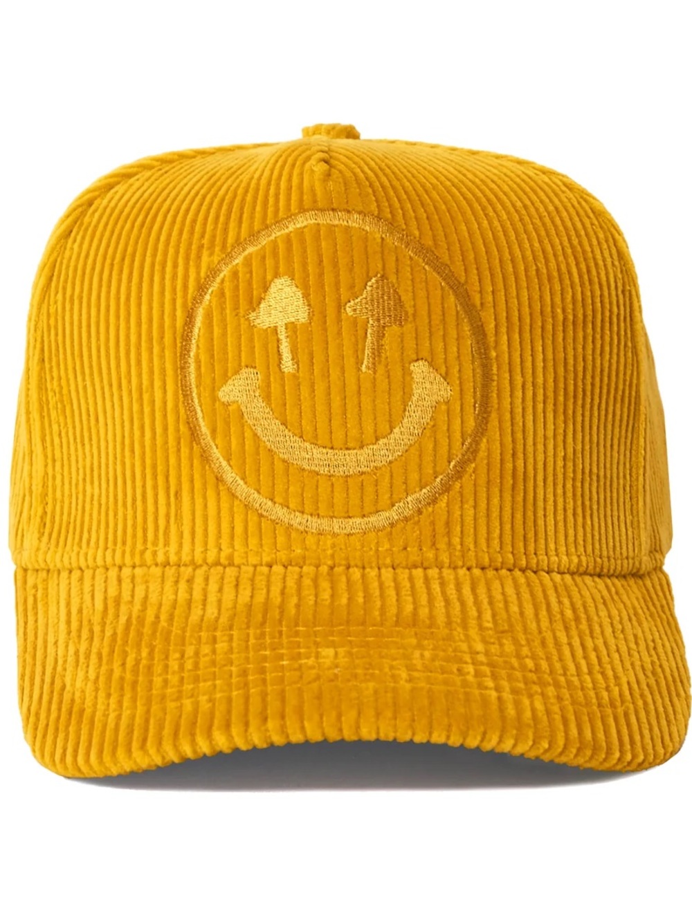 Happy Caps Canary Yellow Corduroy Smiley Mushroom Baseball Cap #0017